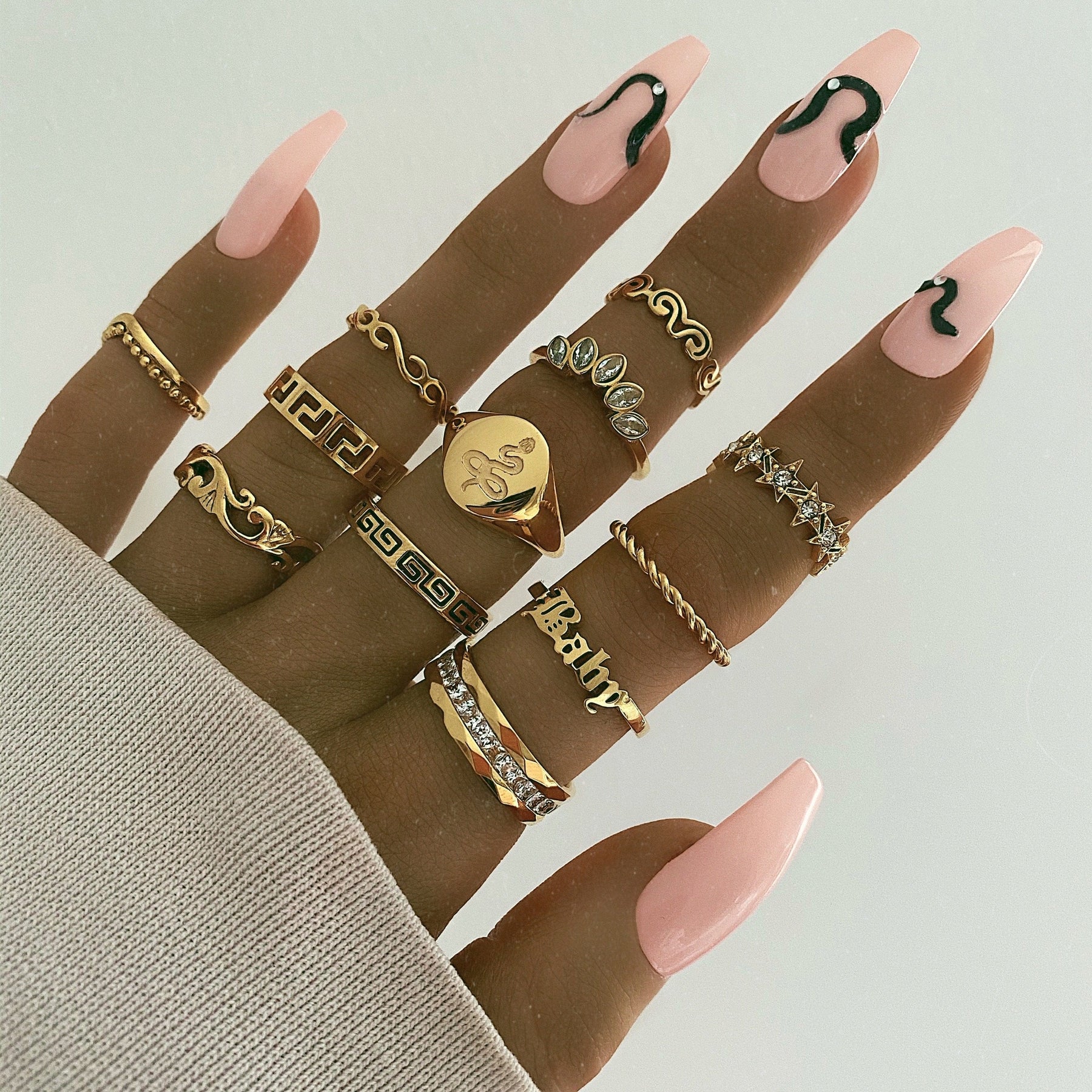 Embellished Snake Signet Ring