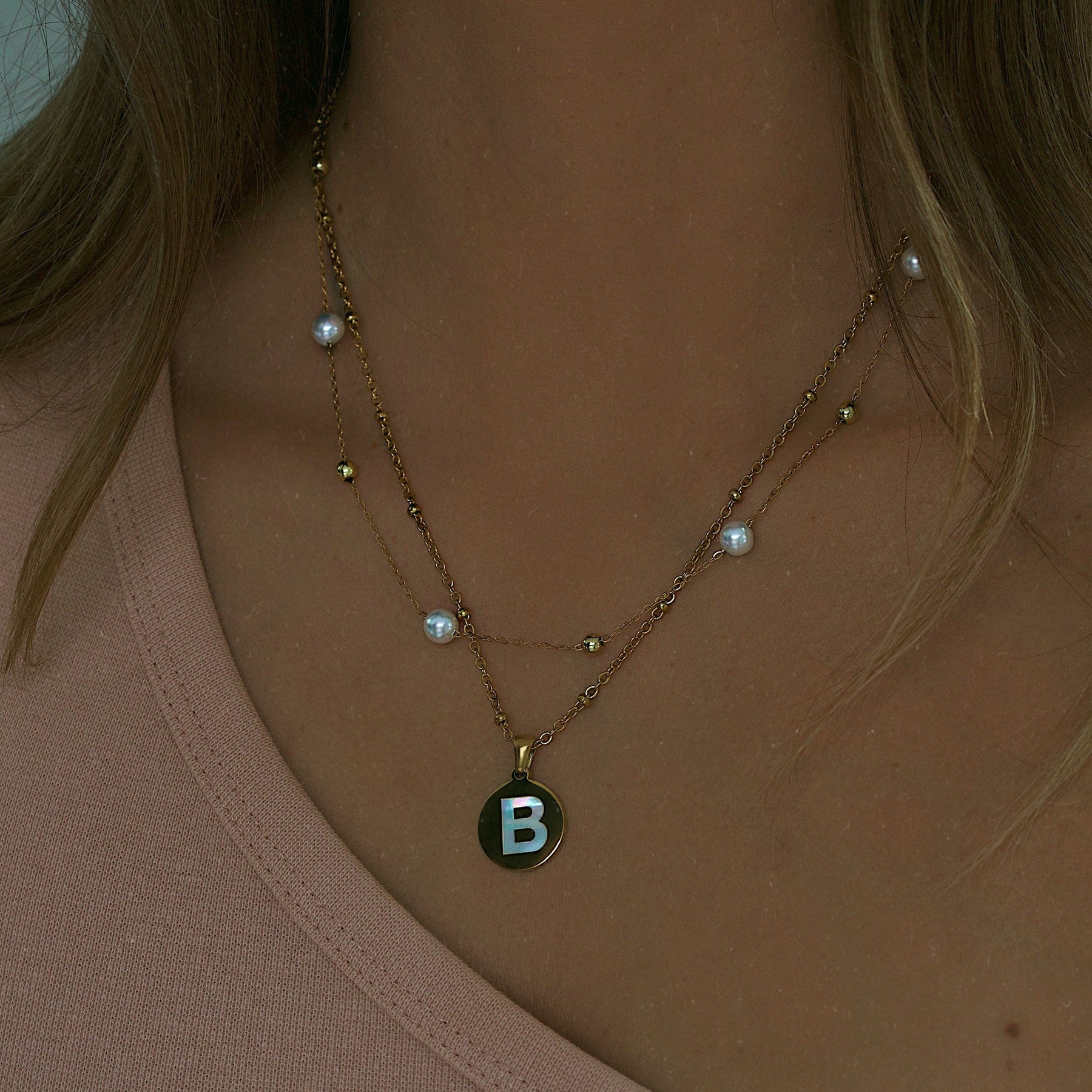 Gaia Pearl Initial Necklace
