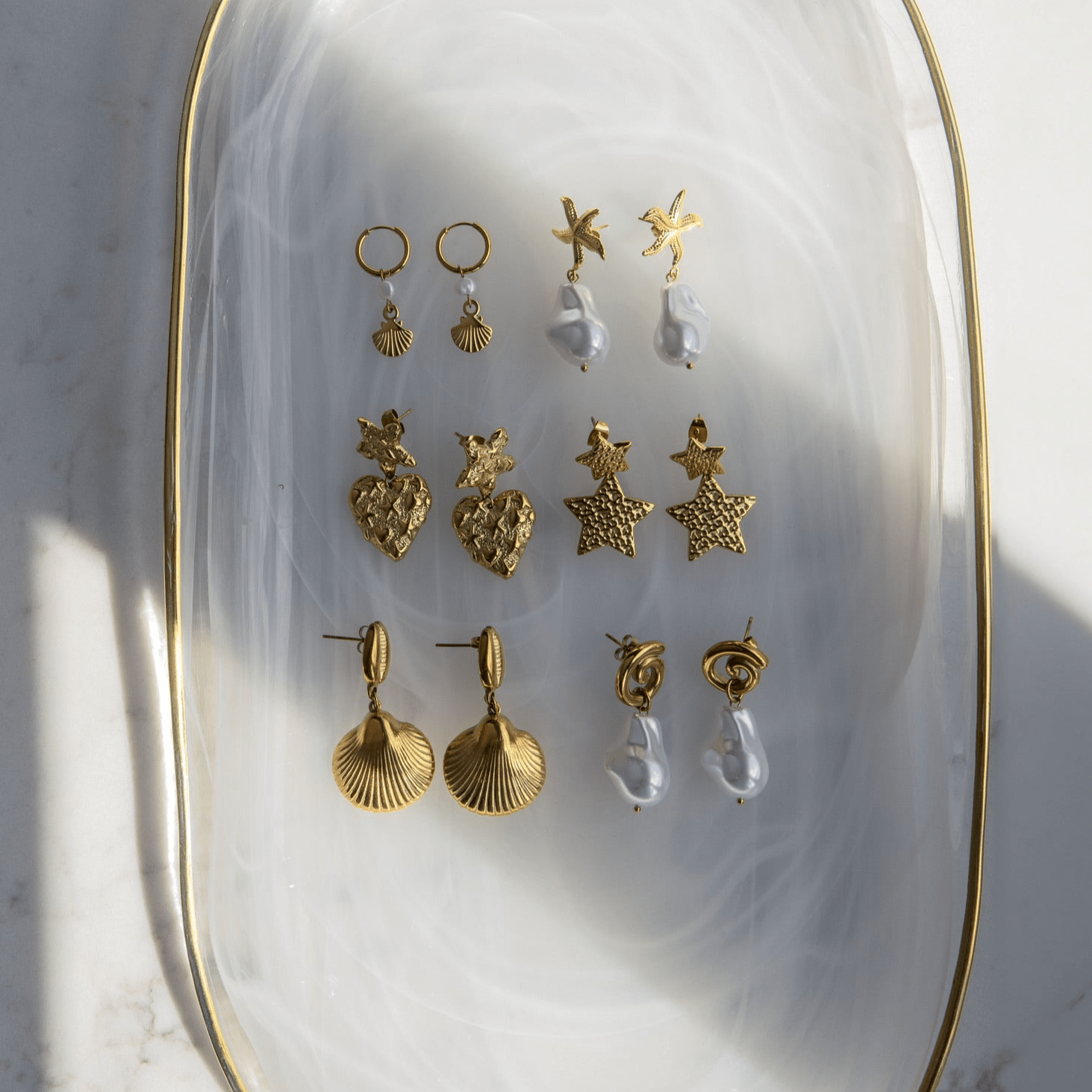 Sandy Pearl Stud Earrings