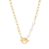 Sherbet Pearl TBar Necklace