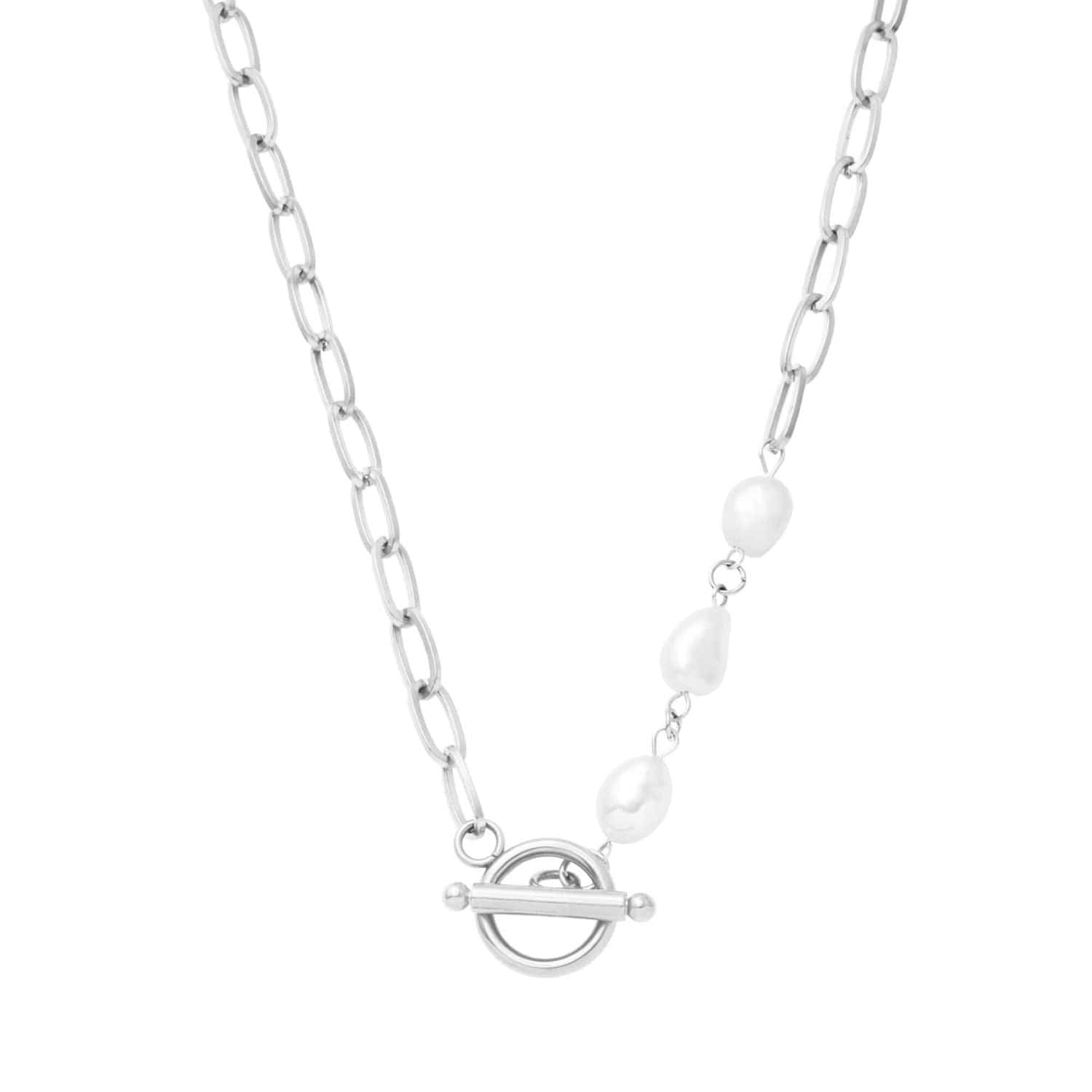 Sherbet Pearl TBar Necklace