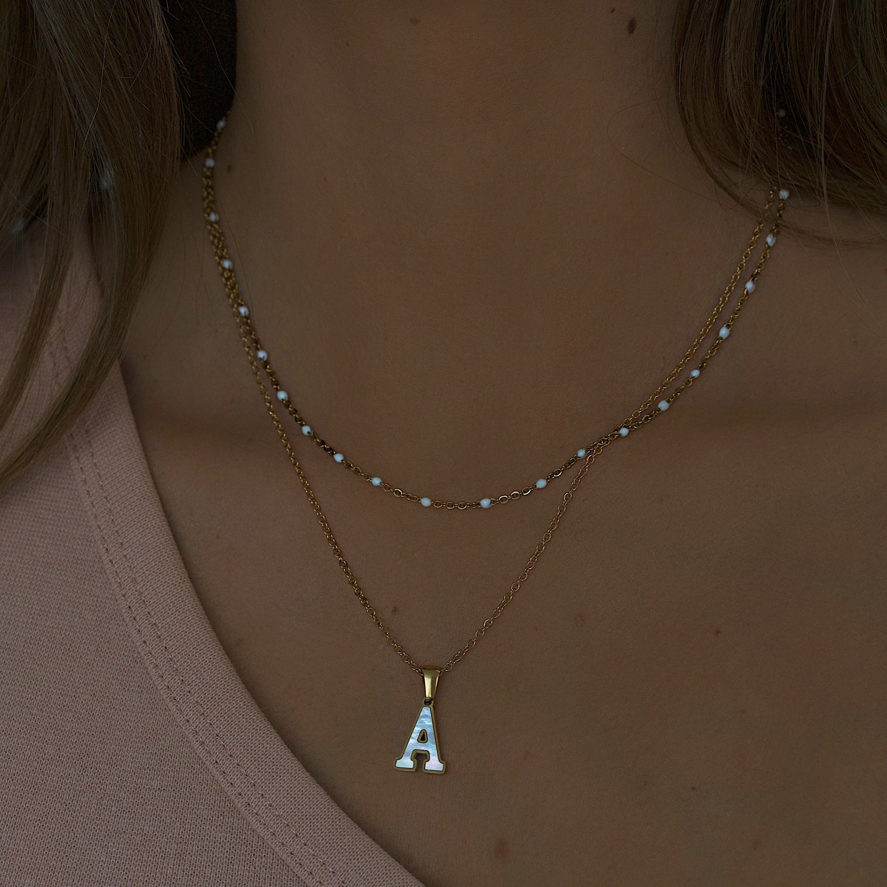 Varsity Pearl Initial Necklace