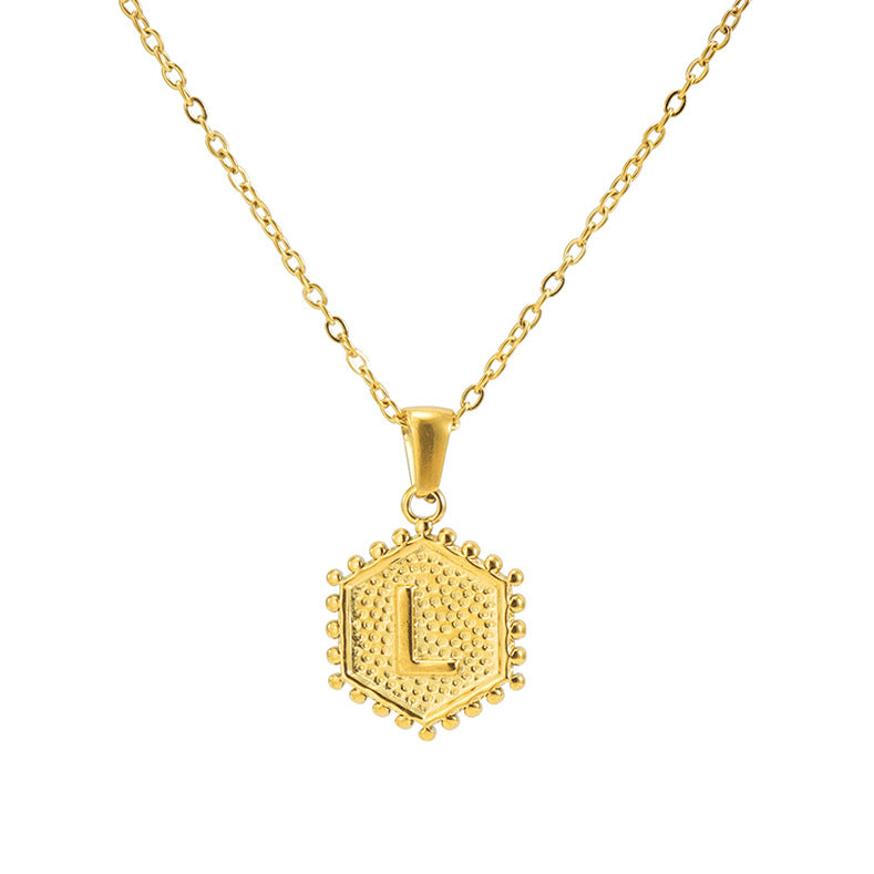 Gold Beaded Initial Necklace