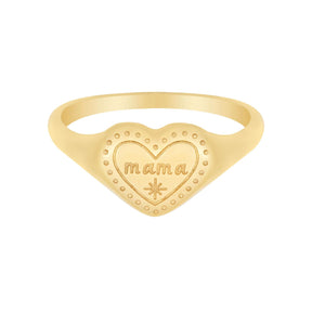 Engraved Heart Mama Ring