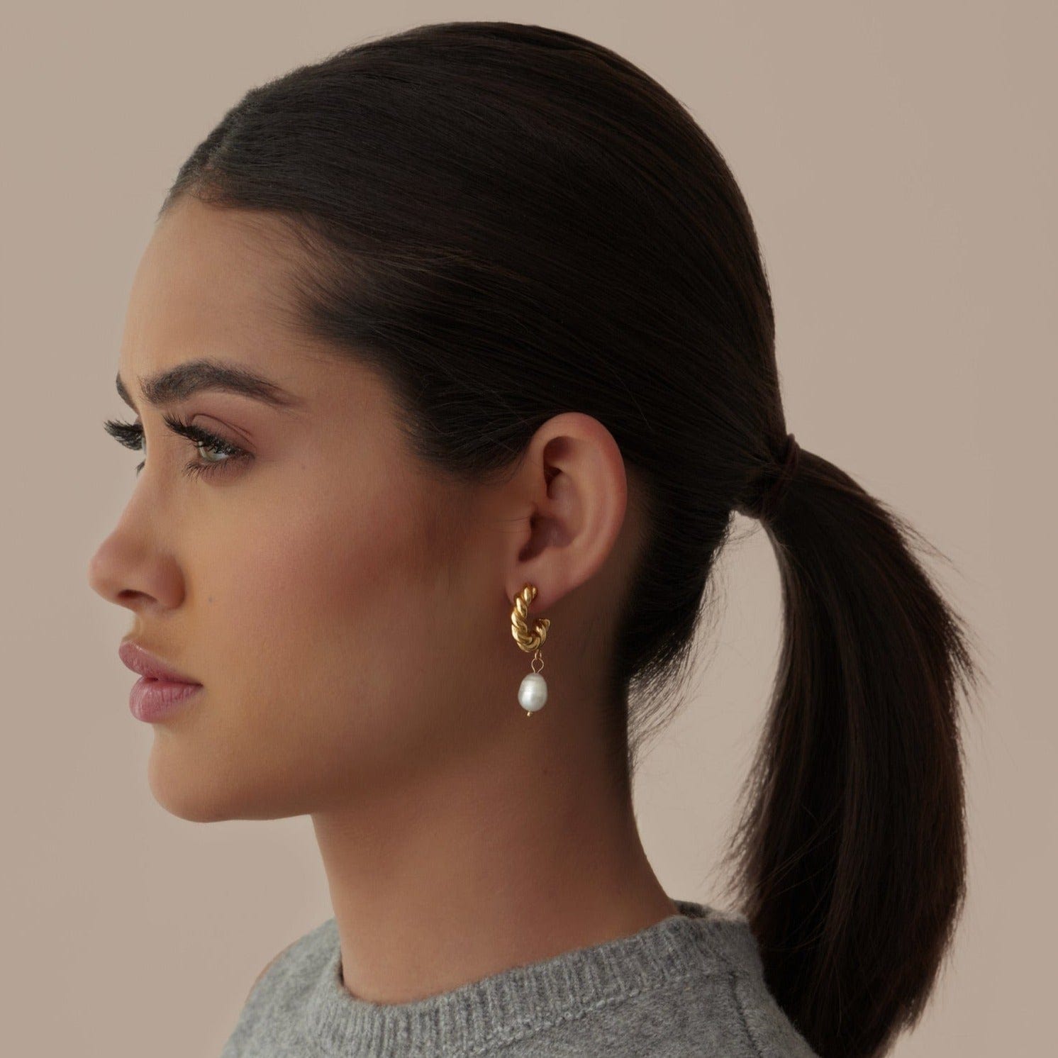 Brigitta Pearl Hoop Earrings