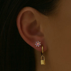 Dainty Lock Hoop Earrings