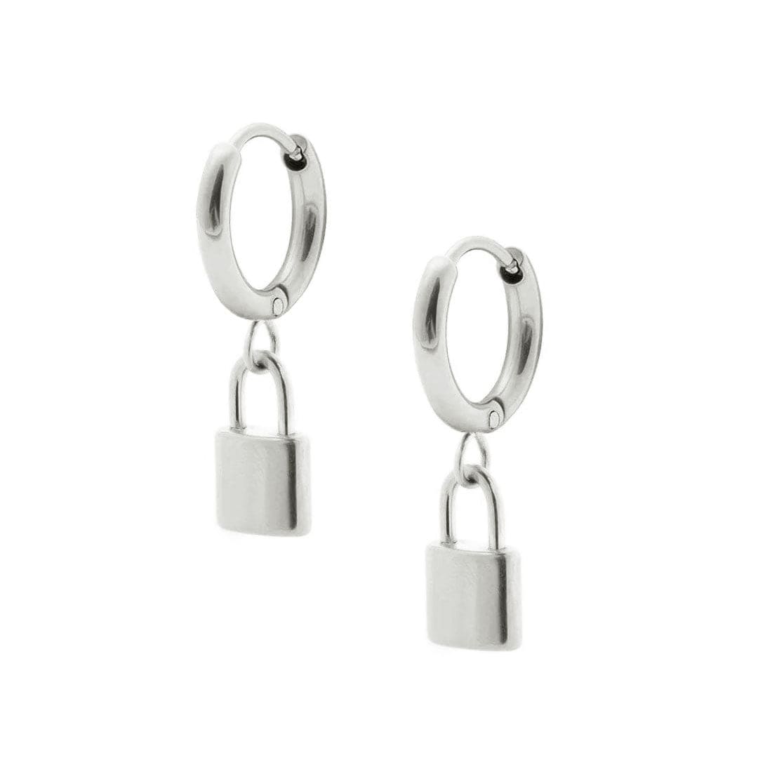 Dainty Lock Hoop Earrings