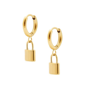 Dainty Lock Hoop Earrings