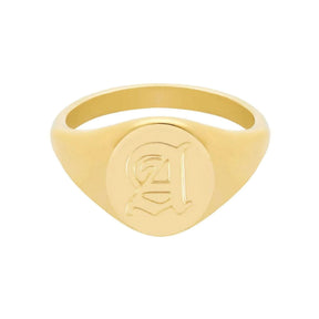 Dolce Initial Signet Ring Gold