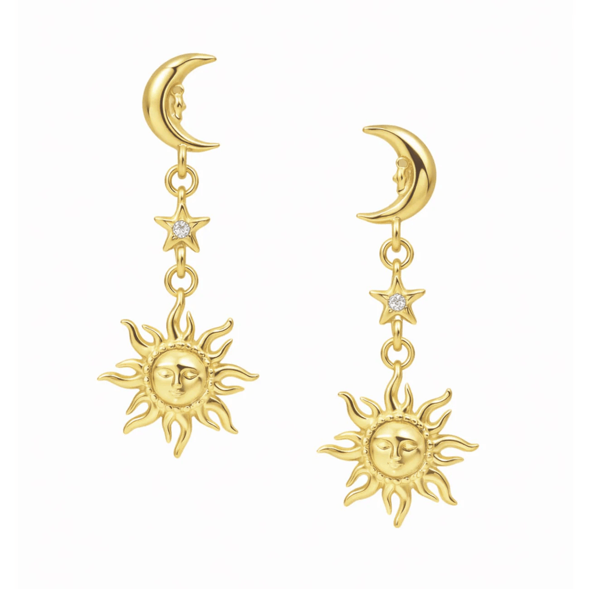 Sun & Moon Stud Earrings — Pink Island Earrings | Tarnish-Free Waterproof Jewellery Australia