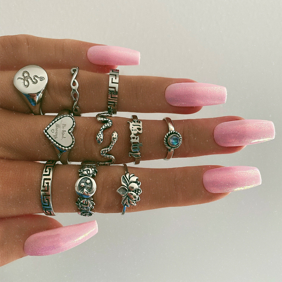 Embellished Snake Signet Ring