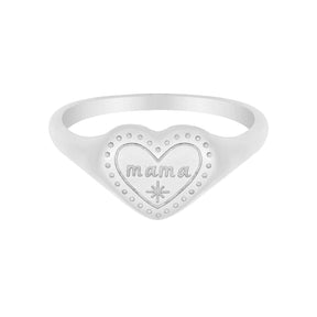 Engraved Heart Mama Ring