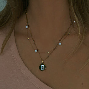Gaia Pearl Initial Necklace