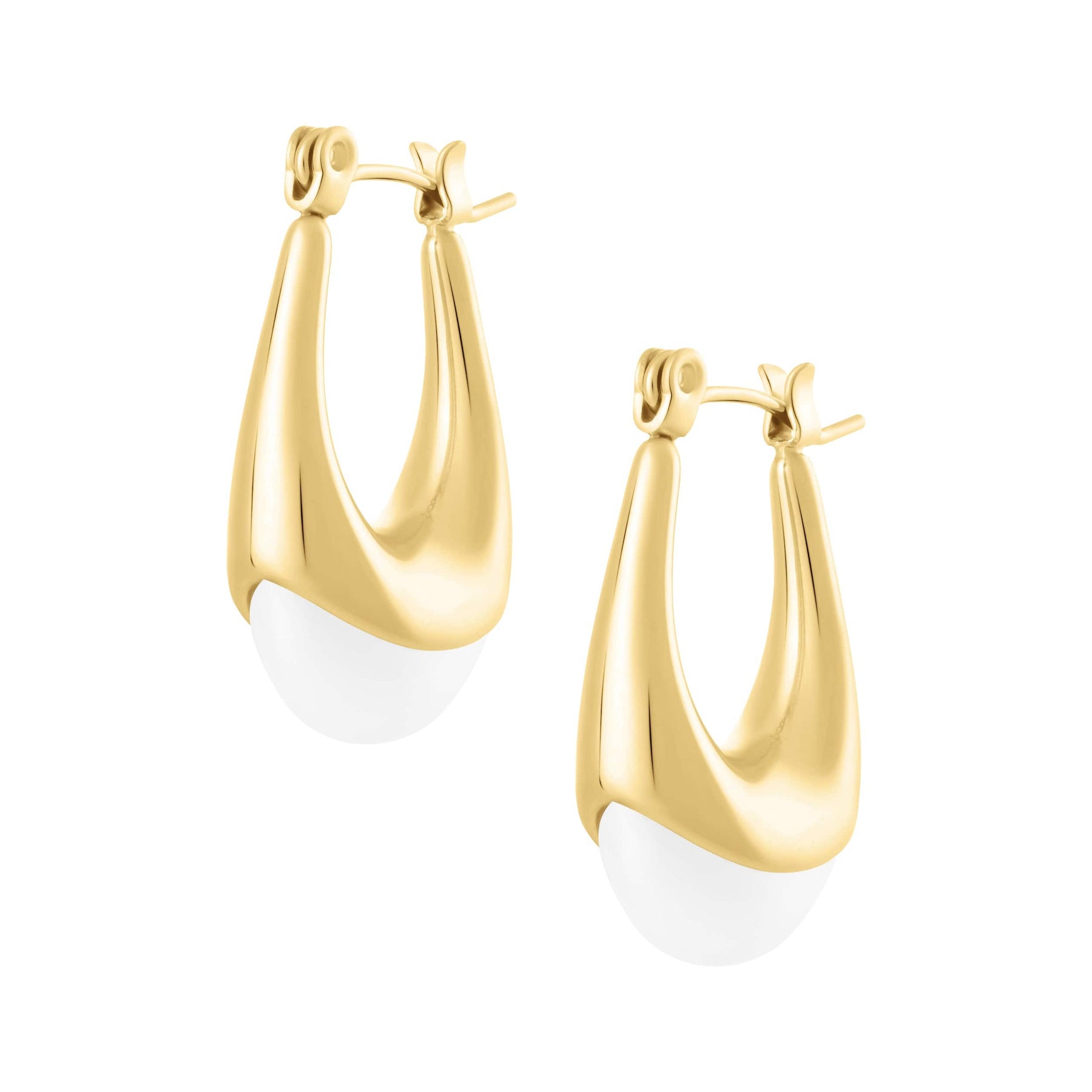 Pearl Hoop Earrings — Pink Island Earrings | Tarnish-Free Waterproof Jewellery Australia