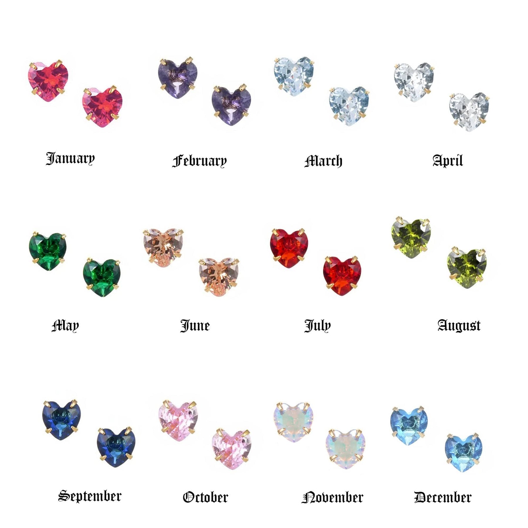 Heart Birthstone Earrings
