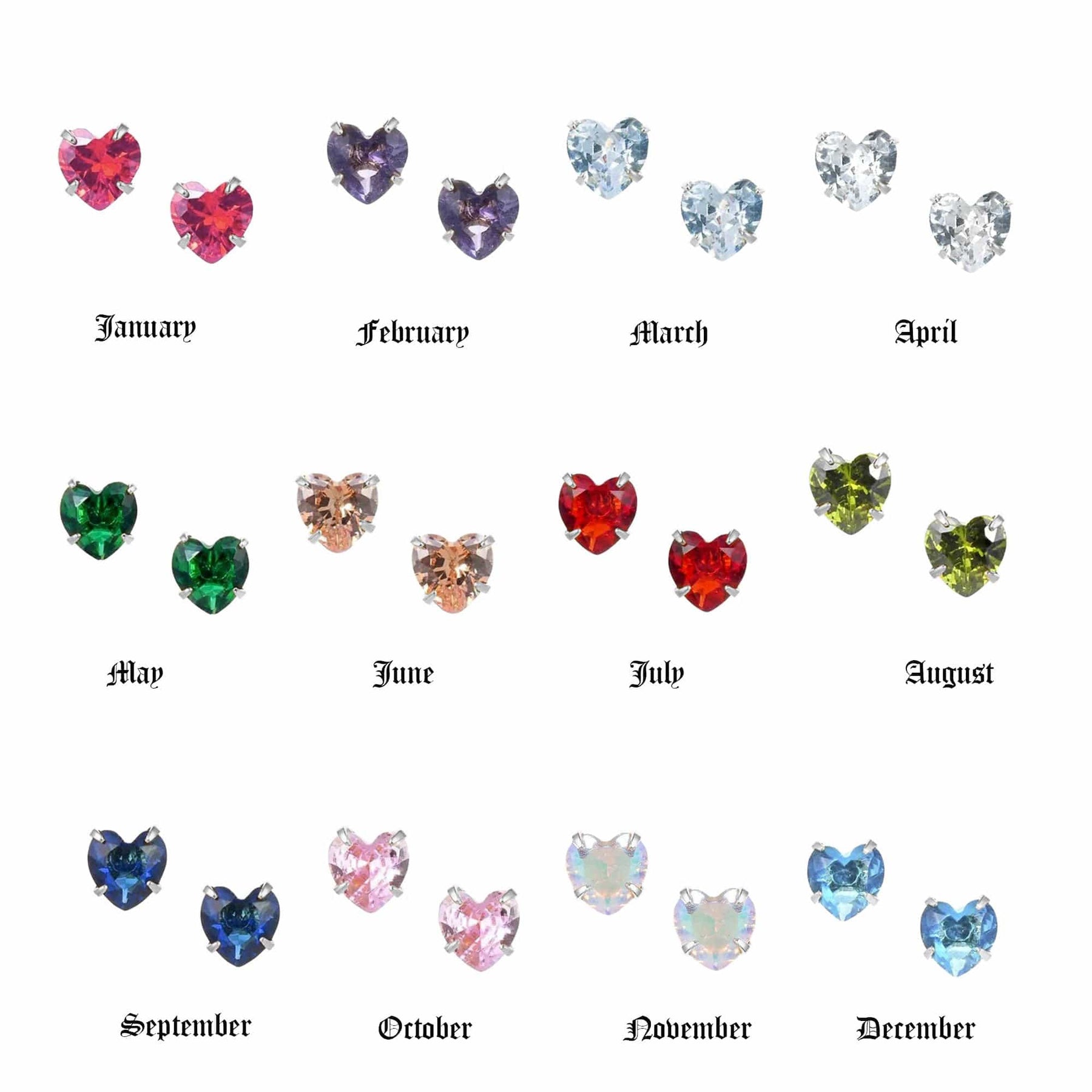 Heart Birthstone Earrings
