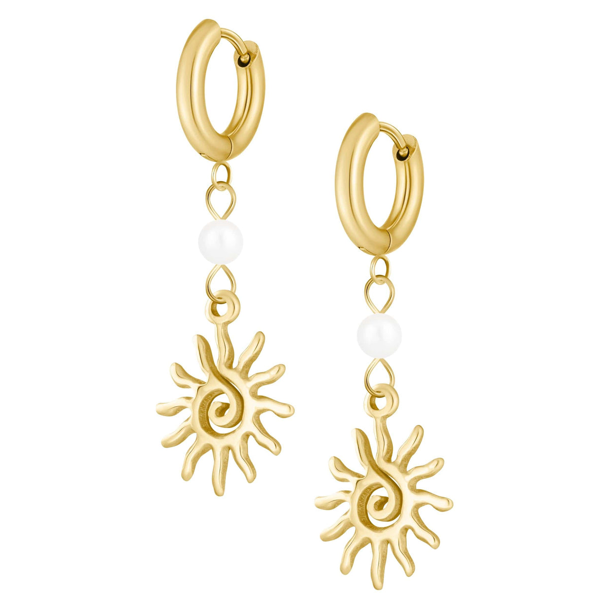 Tropical Pearl Hoop Earrings — Pink Island Earrings | Tarnish-Free Waterproof Jewellery Australia