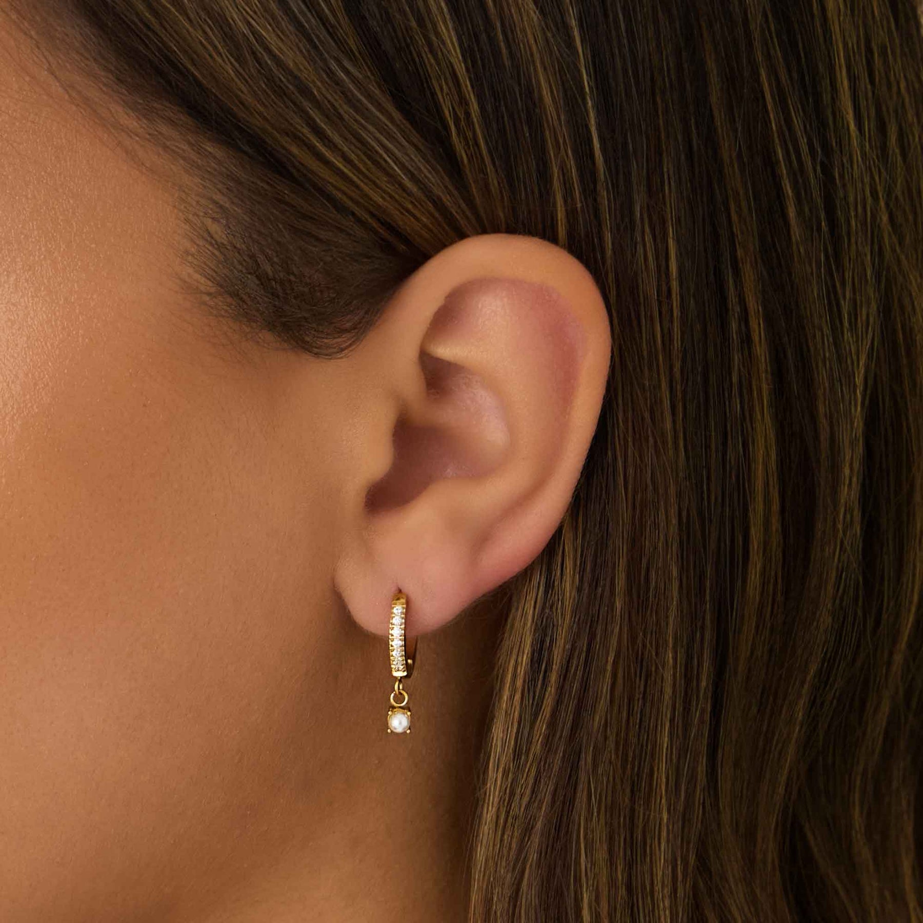 Priscilla Pearl Hoop Earrings