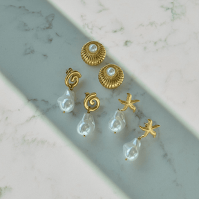 Sandy Pearl Stud Earrings