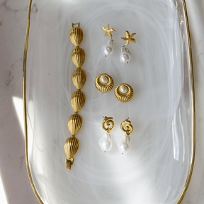 Sandy Pearl Stud Earrings