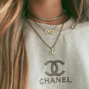 Script Year Choker Necklace