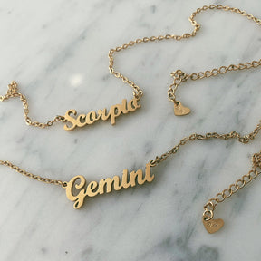 Script Zodiac Choker Necklace