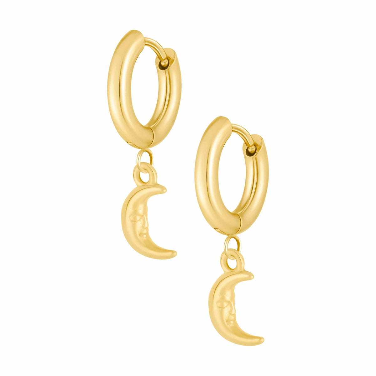Crescent Moon Hoop Earrings — Pink Island Earrings | Tarnish-Free Waterproof Jewellery Australia