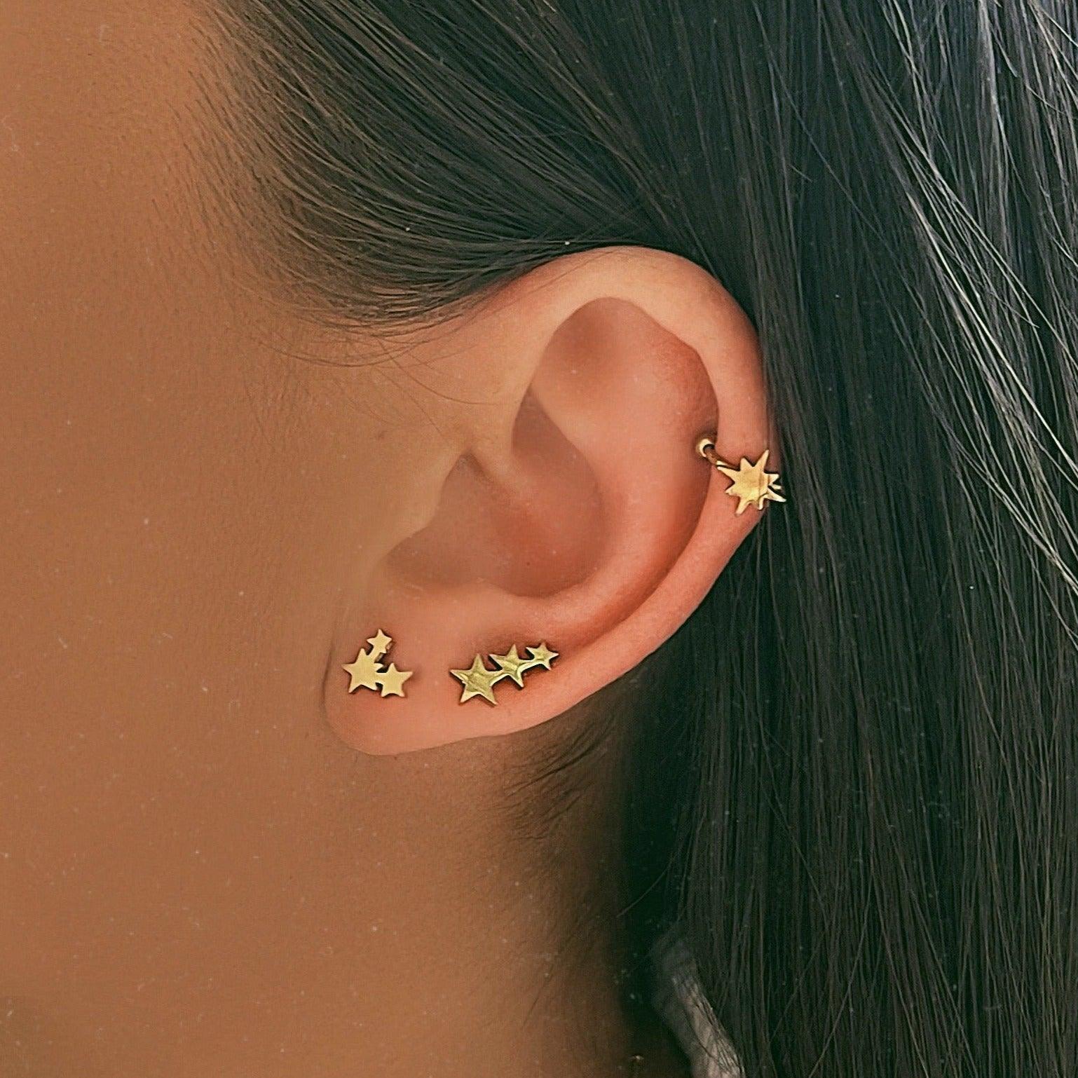 Triple Star Stud Earrings