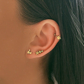 Triple Star Stud Earrings